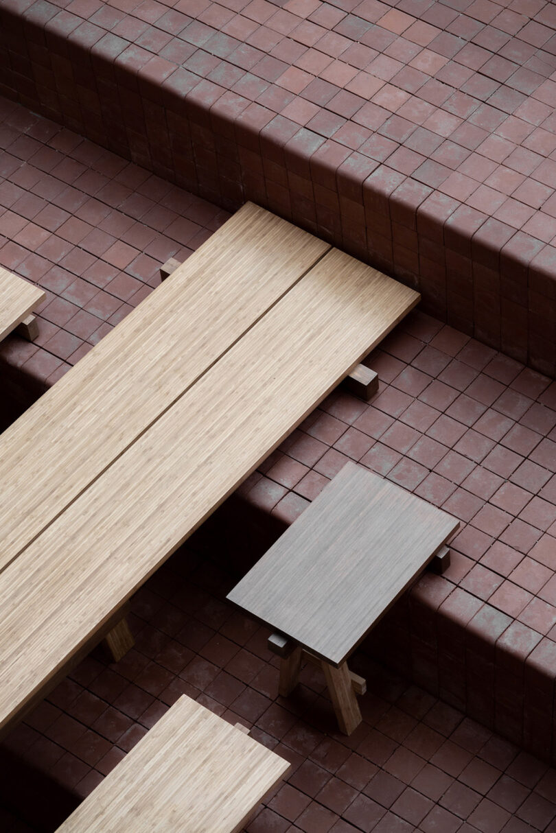 outdoor integrated wood seating