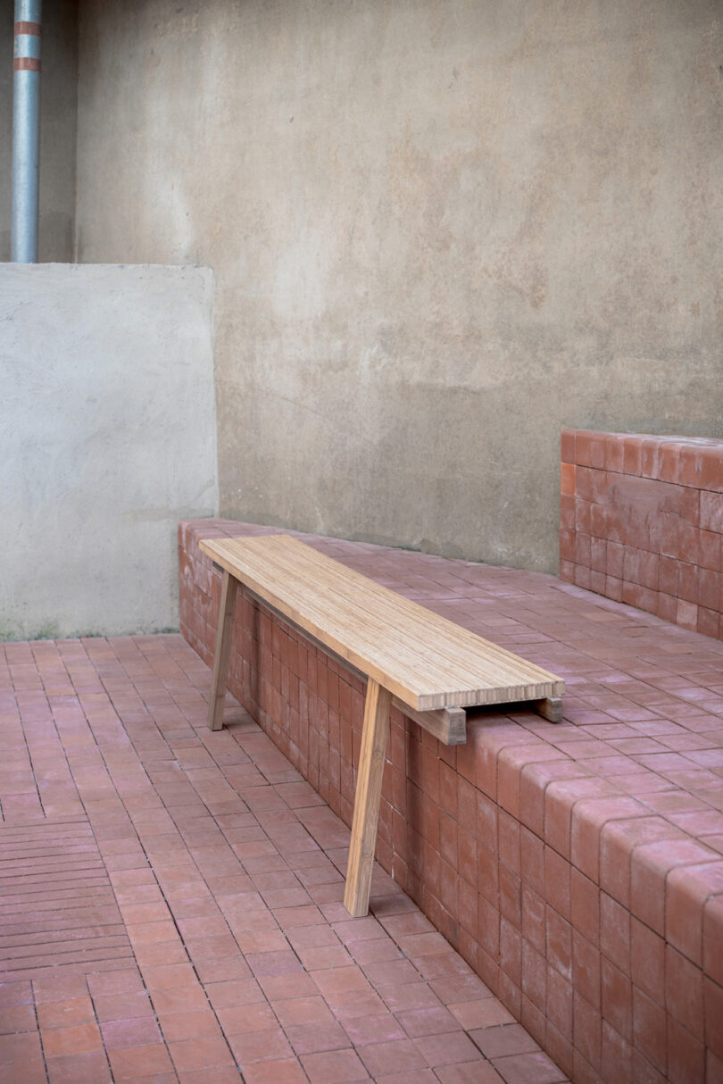 outdoor integrated wood seating