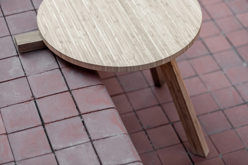 outdoor integrated wood table