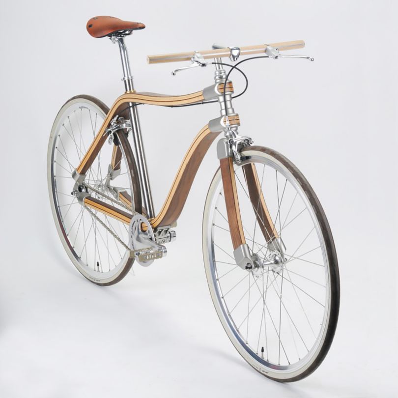 bicycle with wooden frame