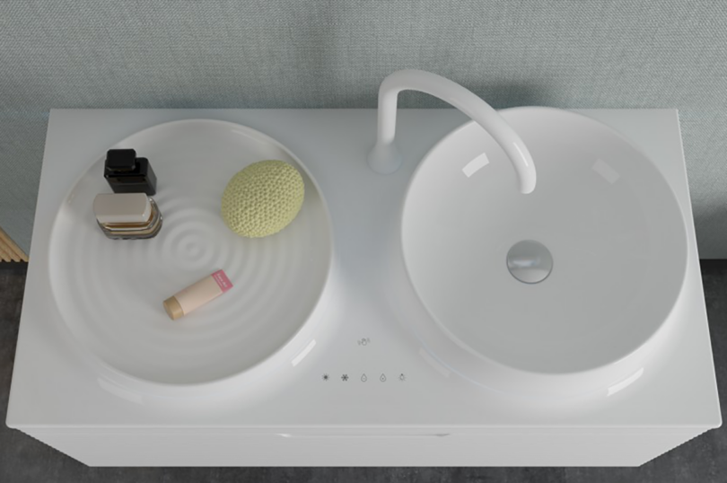 white smart bath sink and vanity