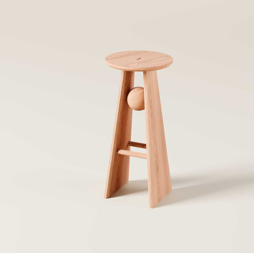 modern geometric light wood stool