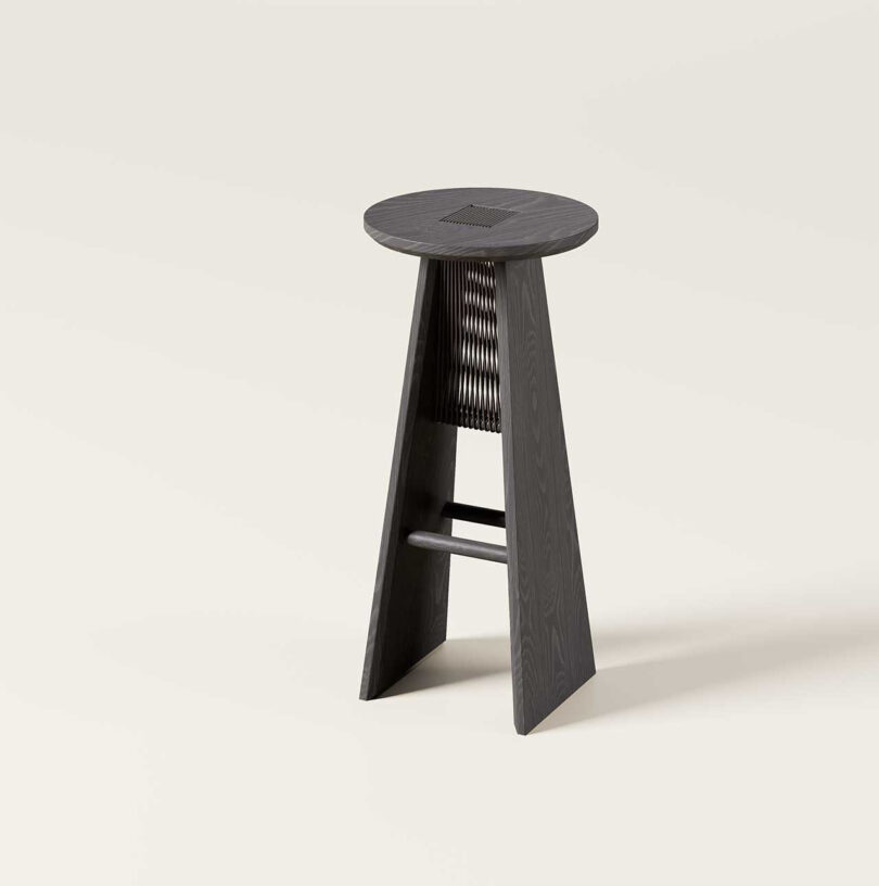 modern geometric dark wood stool
