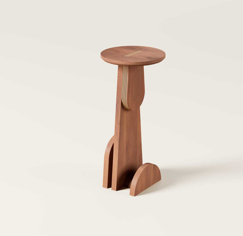 modern geometric wood stool