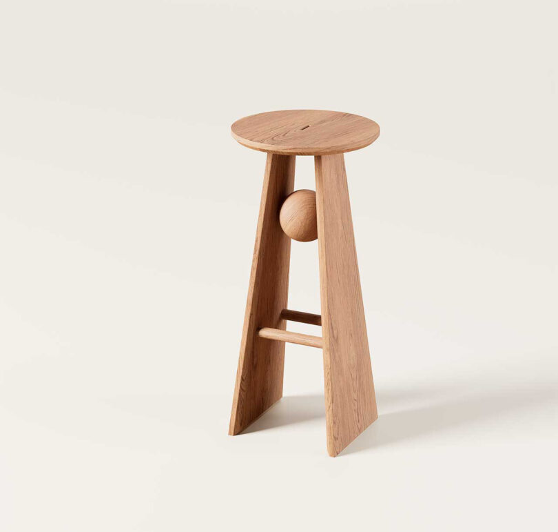 modern geometric light wood stool