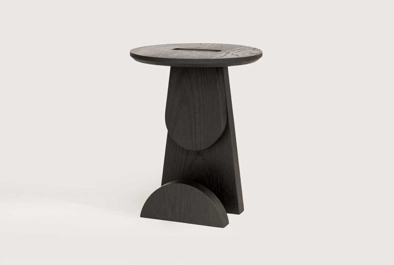 modern geometric dark wood stool