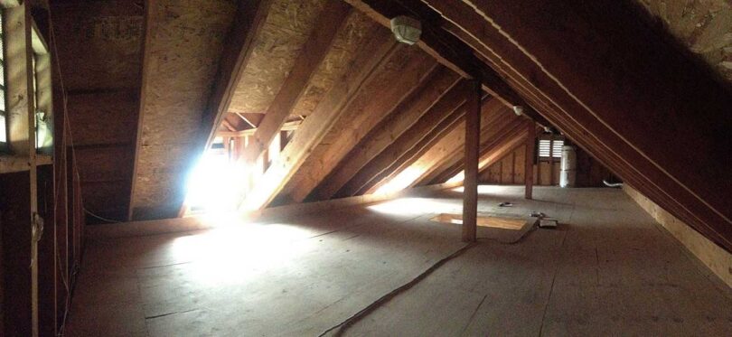 before photo of cramped attic space
