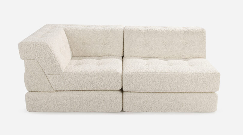 two-seater double layer white sofa with one arm