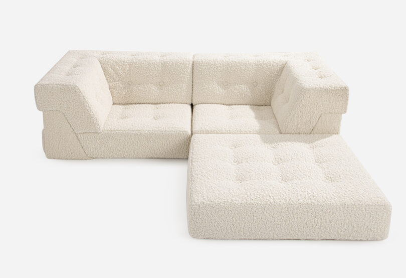 single layer modular white sofa with one arm