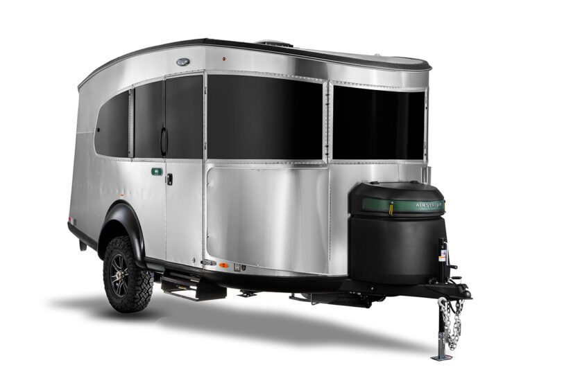 Angled exterior photo of the REI Co-op Special Edition Basecamp 20X travel trailer.