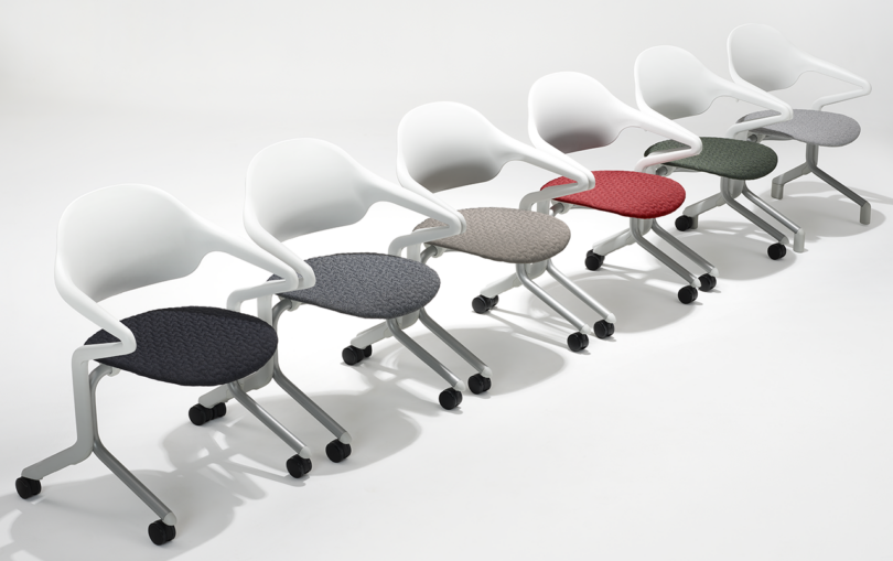 nesting office chairs on a white background