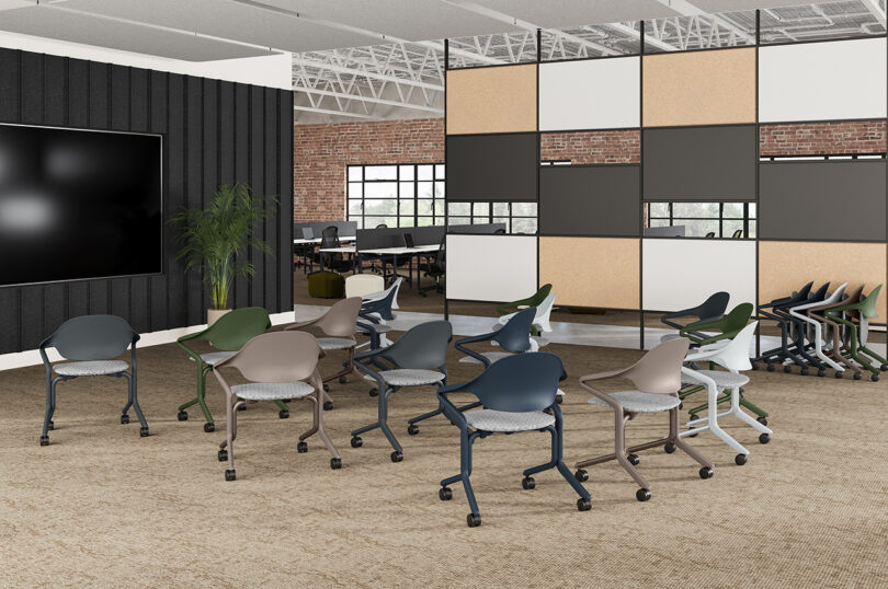 conference space with nesting office chairs