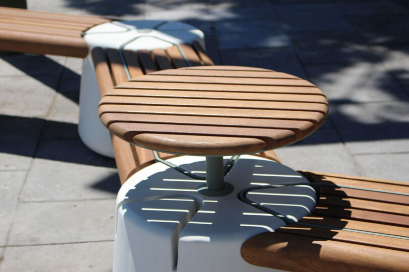 detail of modular outdoor furniture