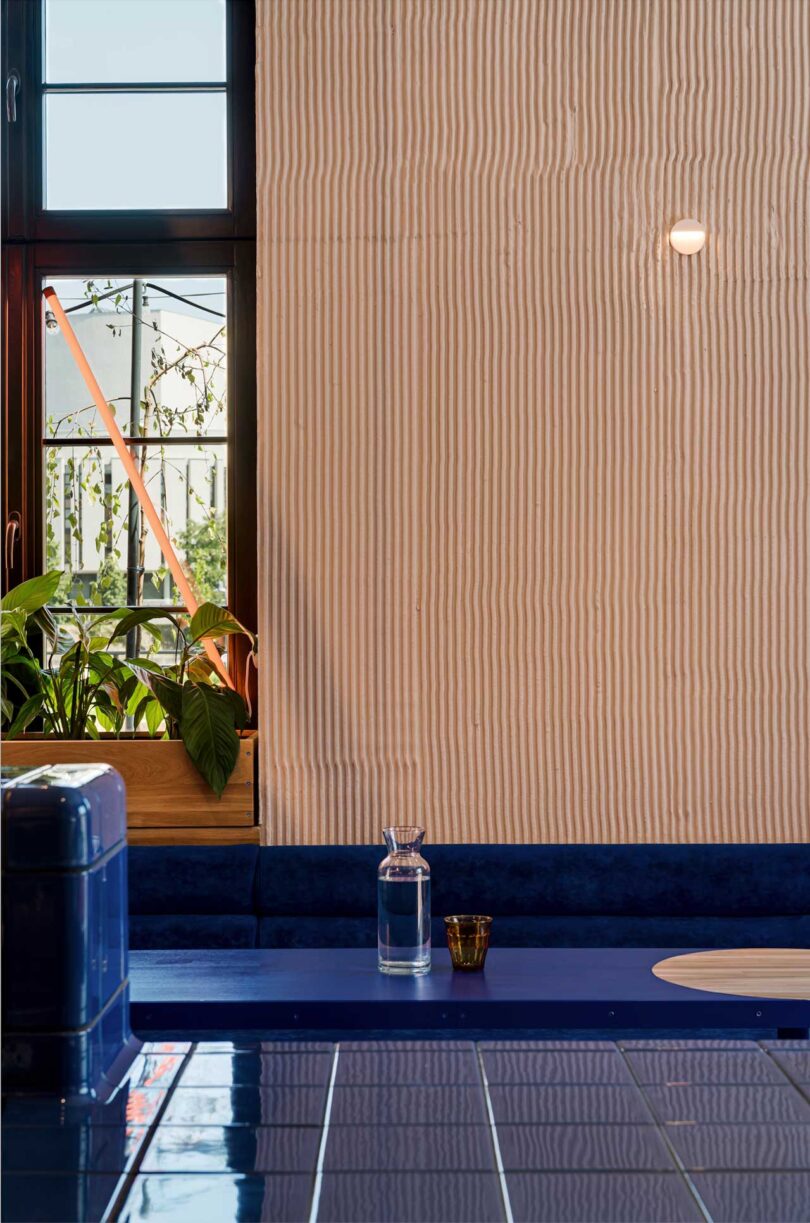 interior shot of commercial pastry shop looking over counter to tables