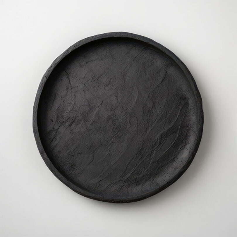 overhead image of a plate made from tires