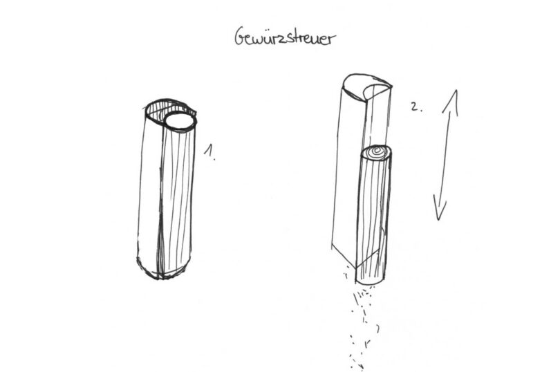 hand drawn image of two wood shaker designs