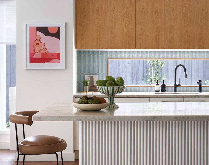 partial interior view of modern minimalist kitchen