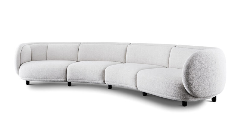 white modular couch a white background