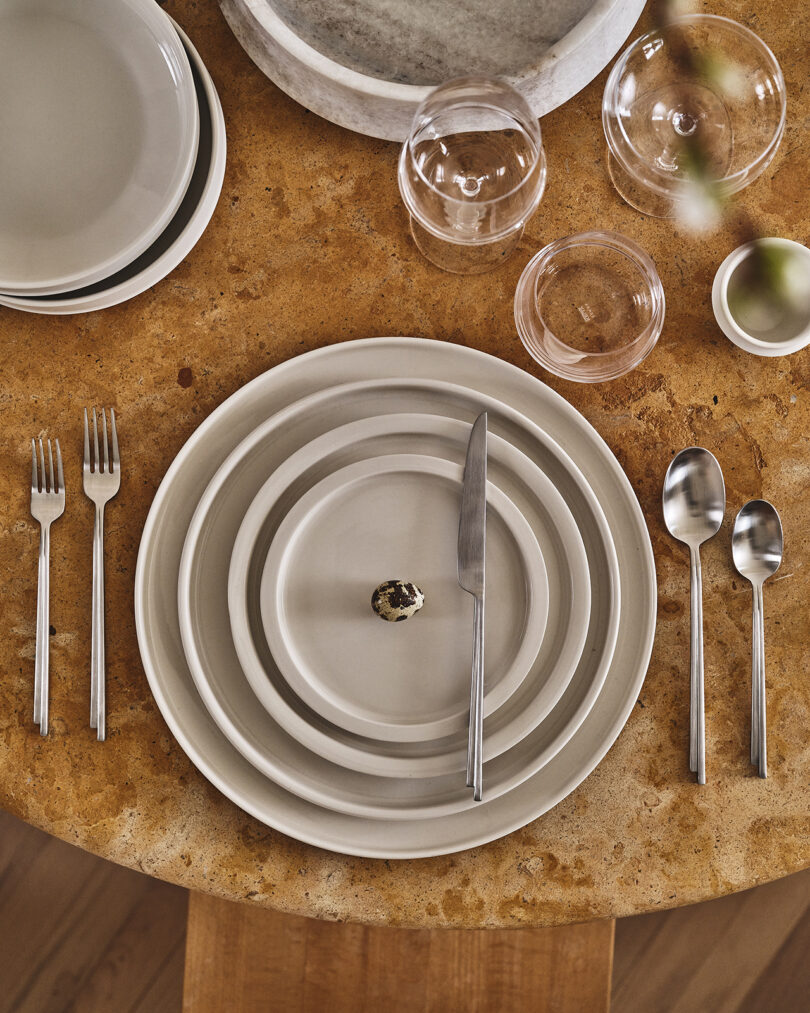 styled table set with white tableware