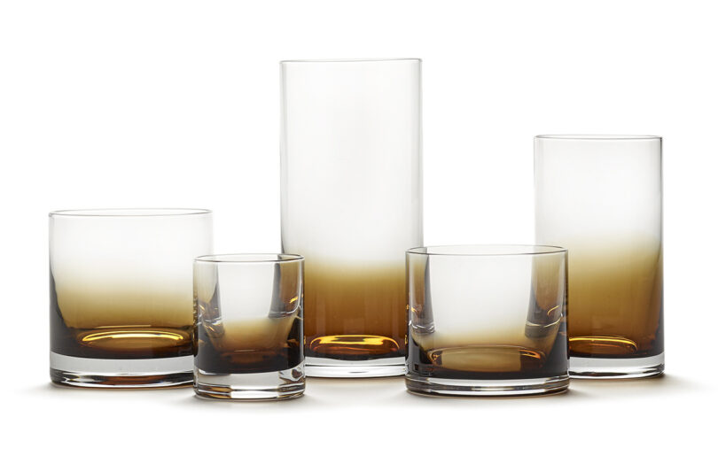 five sizes of amber drinkware