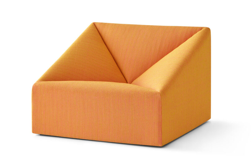 boxy orange chairs on white background