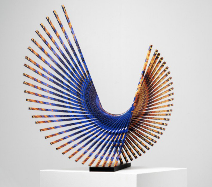 abstract sculpture resembling a peacock