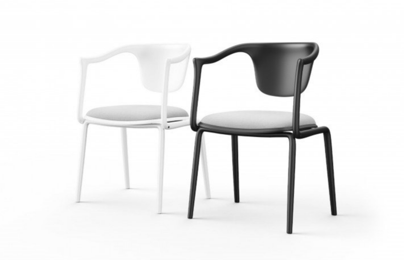 black and white modern armchairs side by side