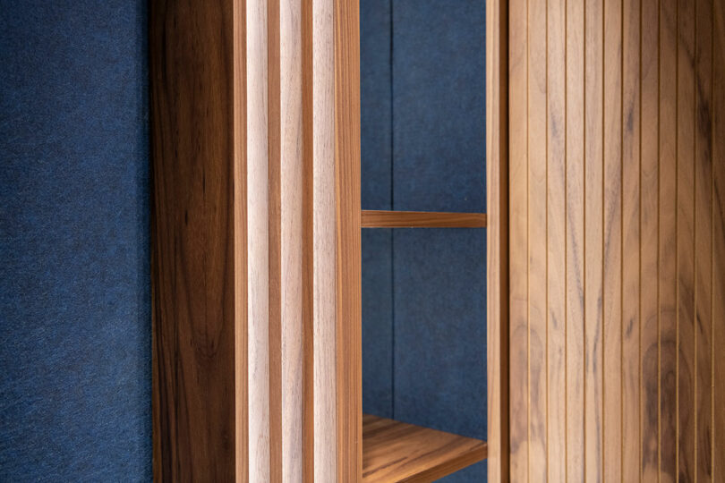 detail view of home theater shelves