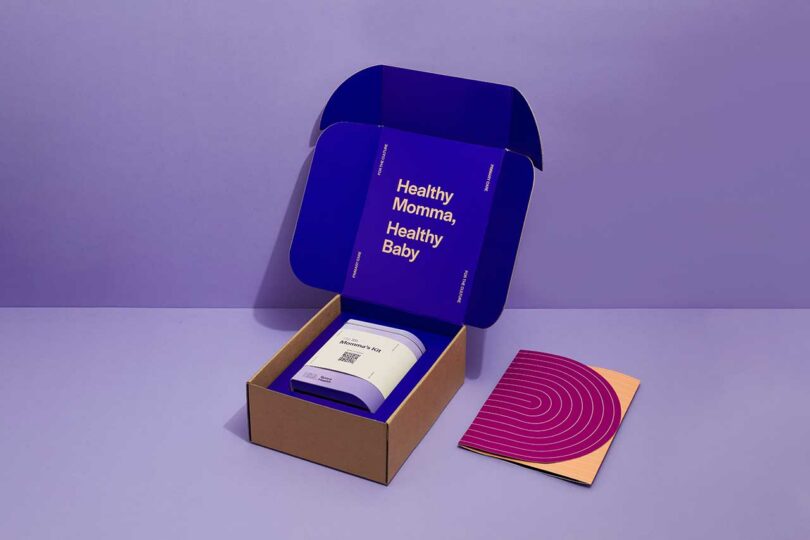 angled flat lay of pamphlets and medical gear on lavender background
