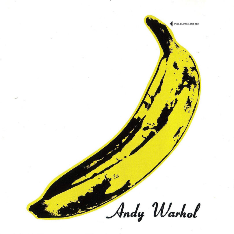 album cover with an illustrated banana reading Andy Warhol