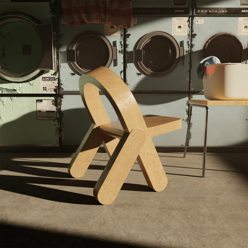 wood chair shaped like a folding chair but not foldable