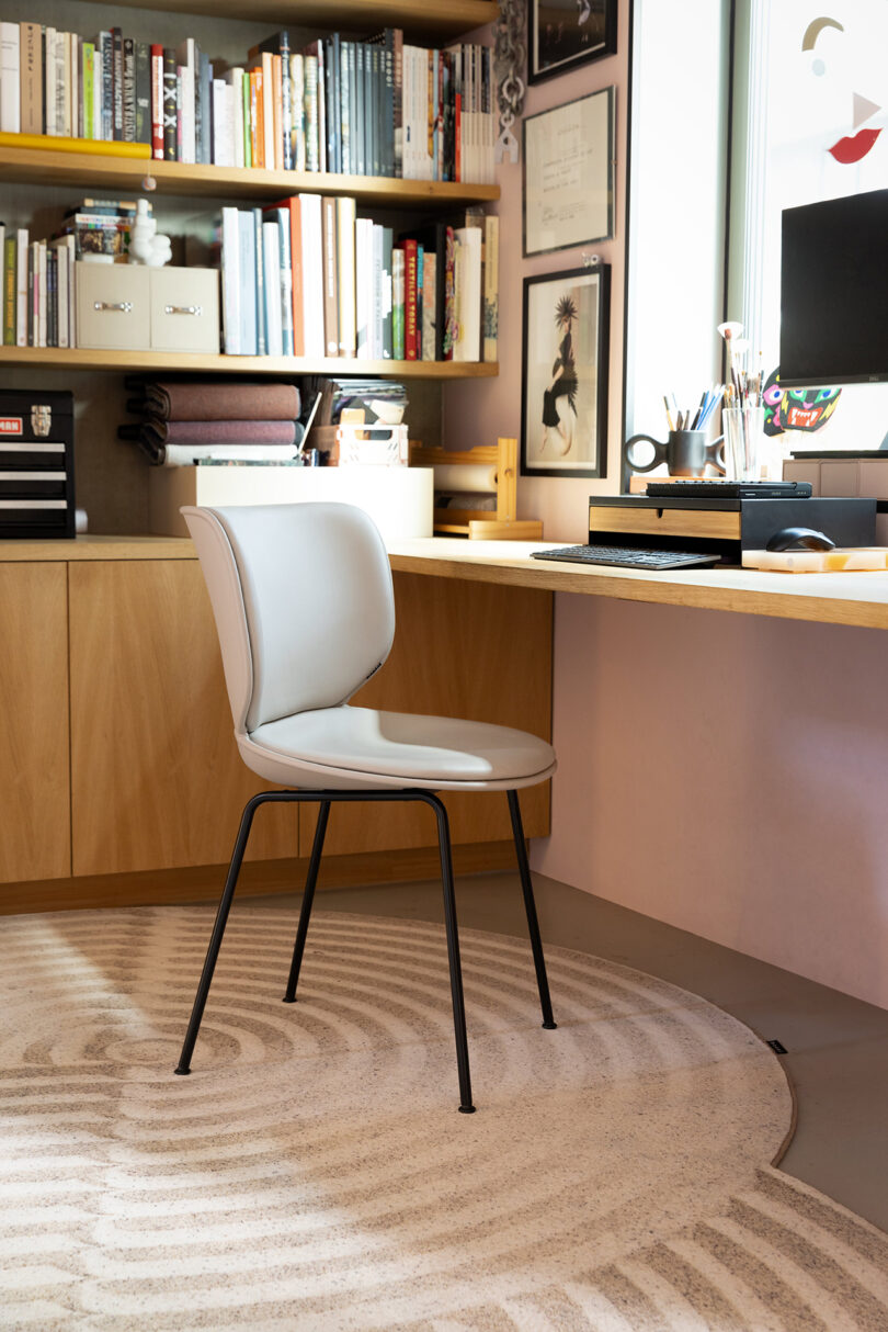 modern white chair in a modern office space