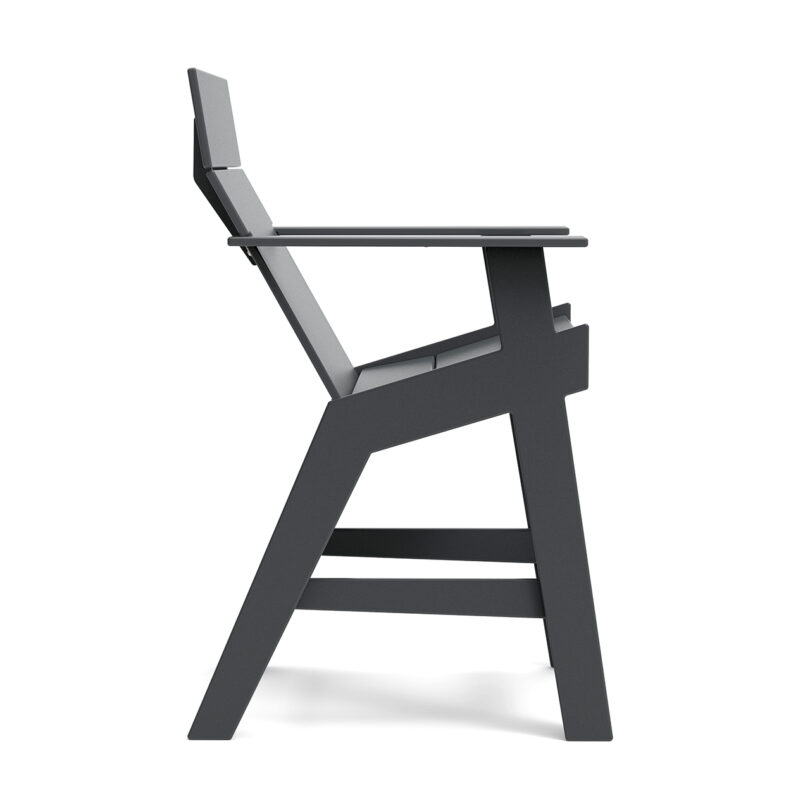 black high-rise chair on white background