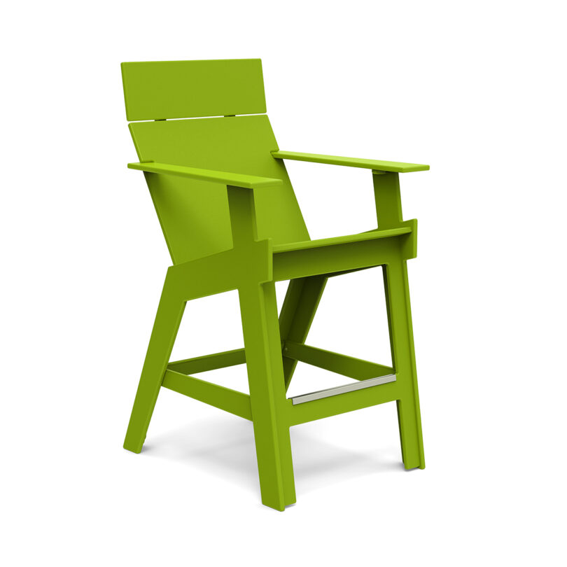 green high-rise chair with positioning of modular tables on a white background