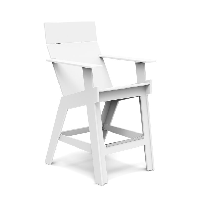 white high-rise chair with positioning of modular tables on a white background