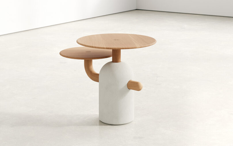 modern side table in a studio setting