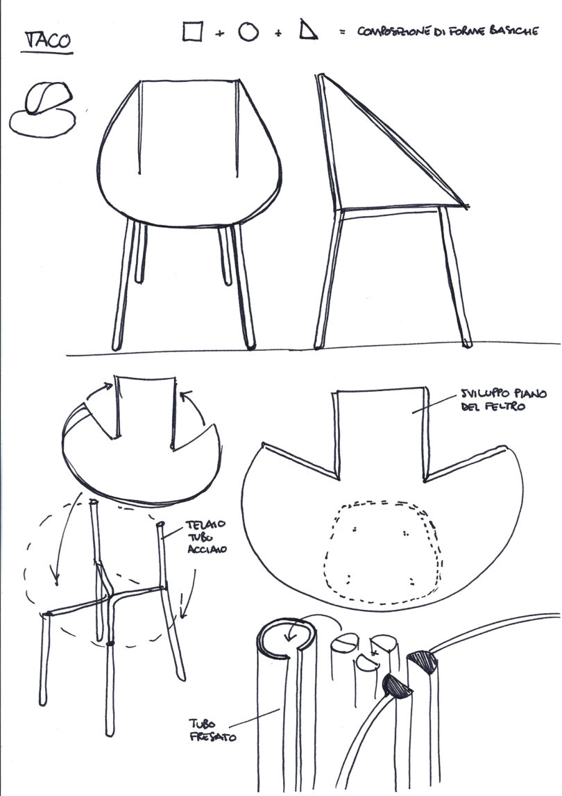design sketches of a modern armchair