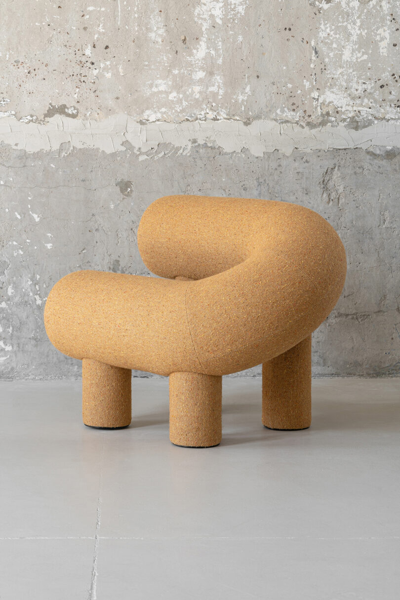 goldenrod C-shaped armchair