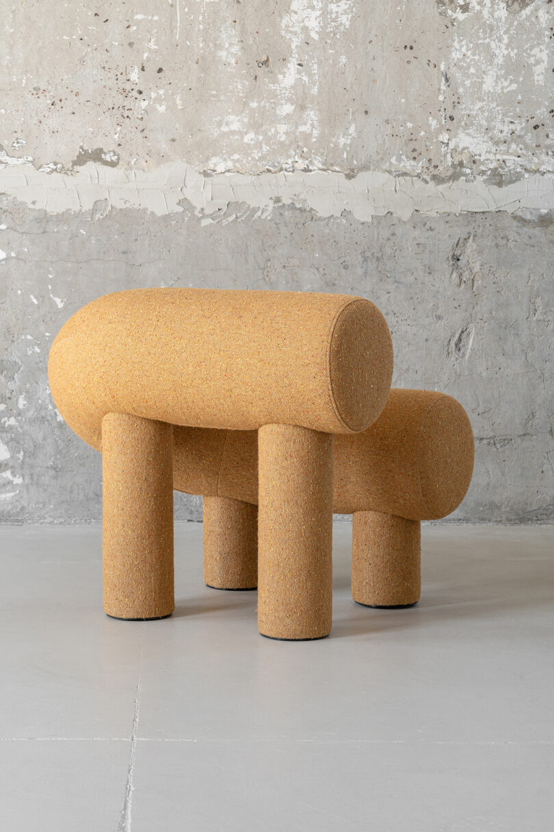 goldenrod C-shaped armchair