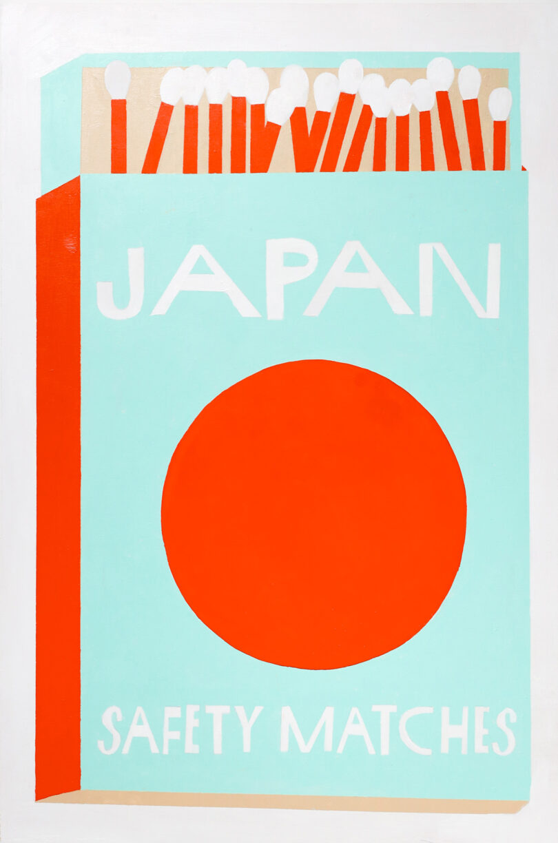 light blue and red box of matches reading JAPAN