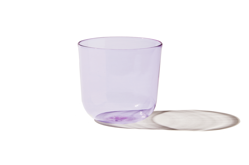 lilac glass on white background