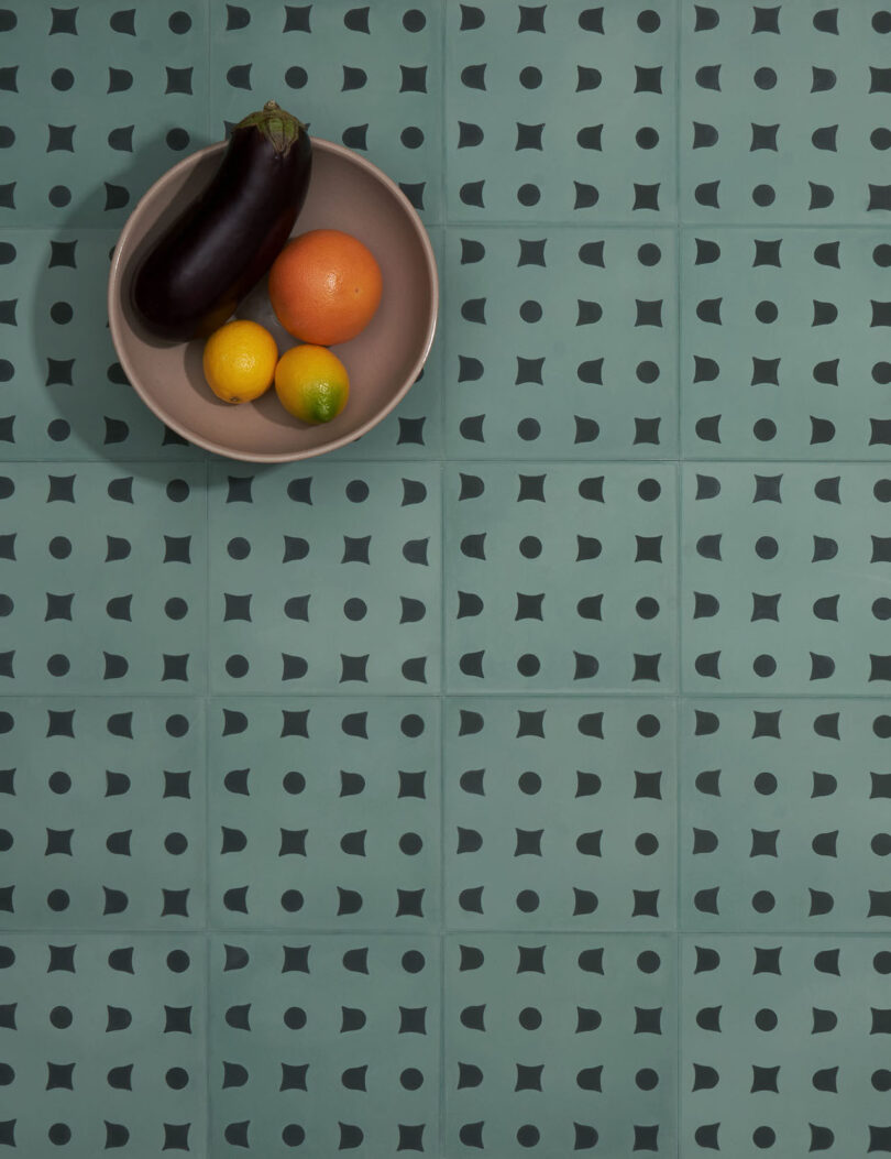 fruit on top of black and green tiles