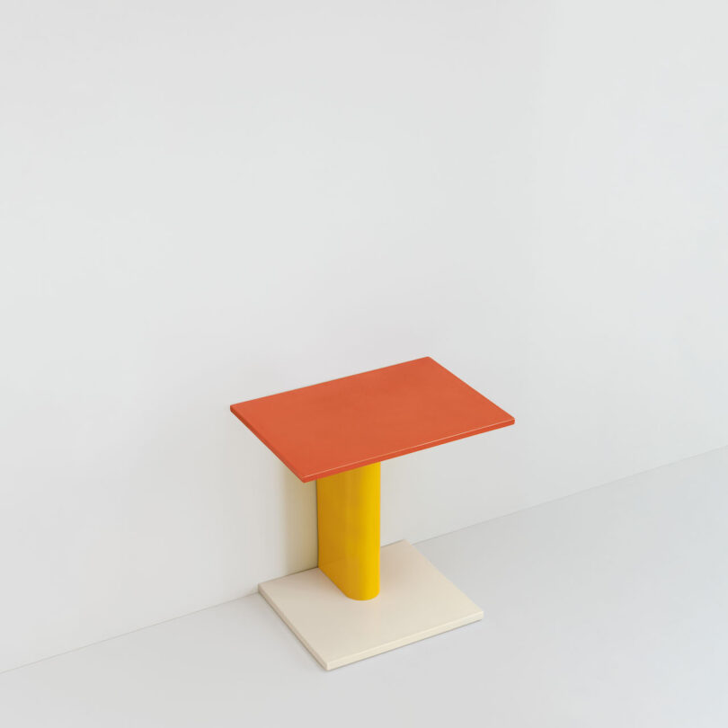 orange yellow and white table in white room