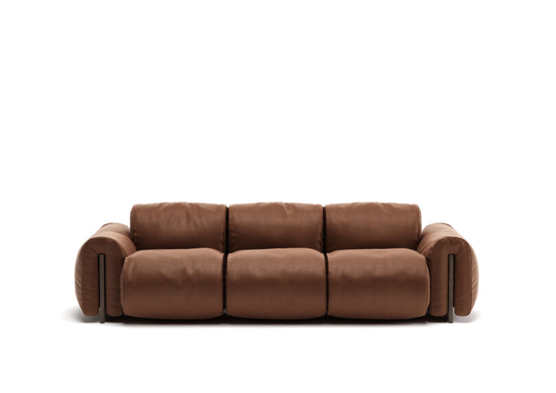 brown three seat sofa