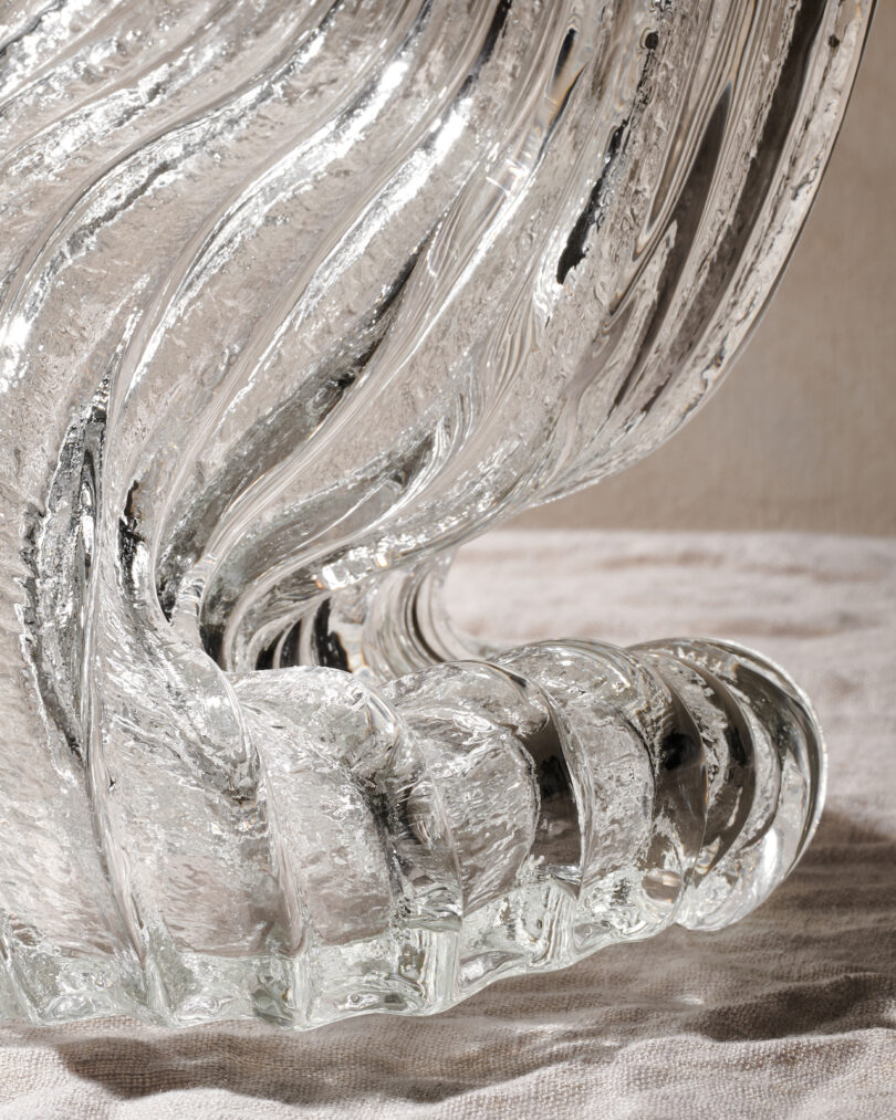 close up details of glass vase