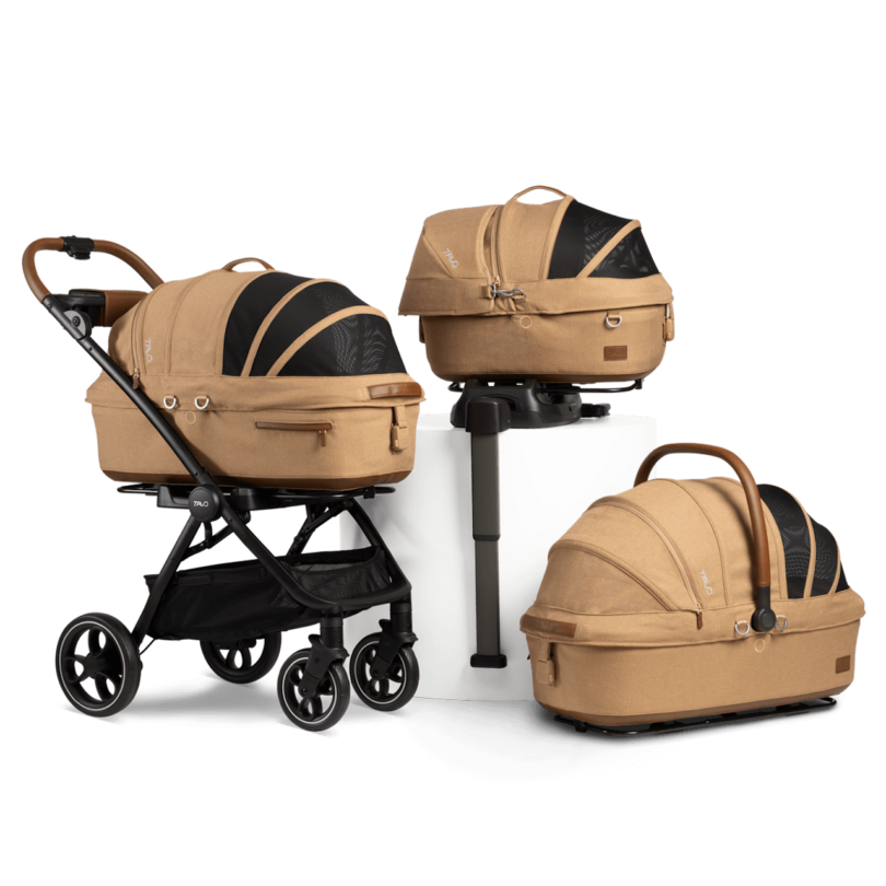 pet carriers in a tan color way