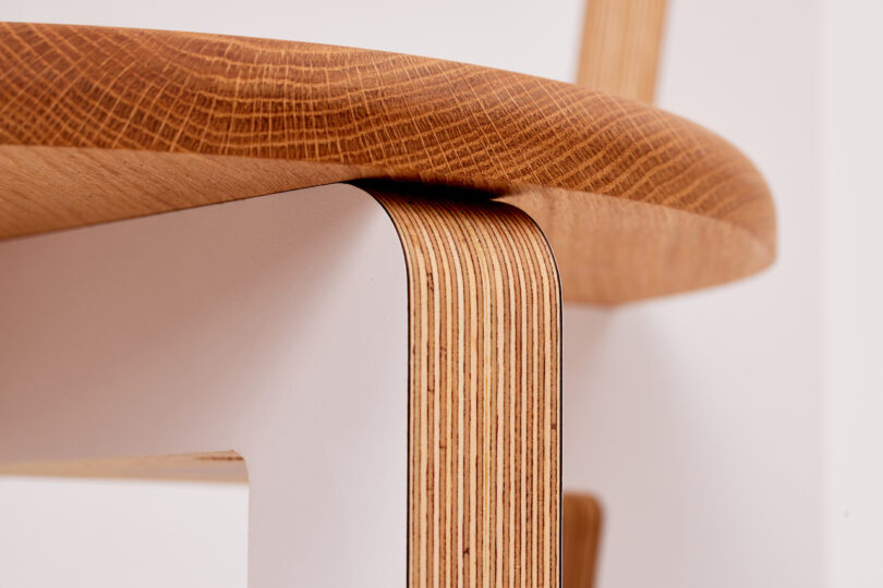 close up details of dining chair