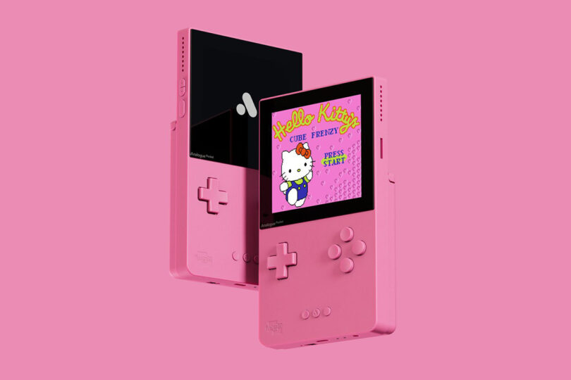 Analogue Classic Limited Edition Pocket in pink with Hello Kitty game on its screen