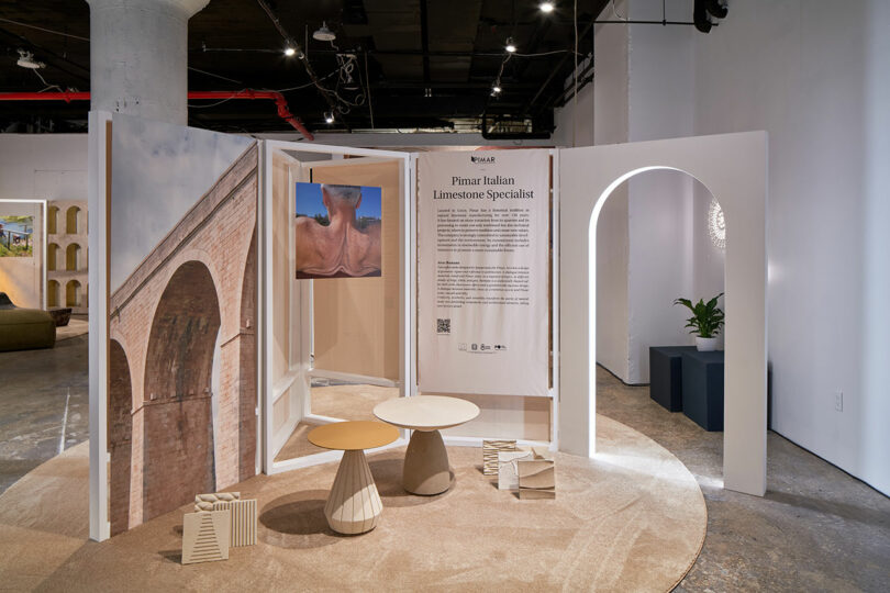 Exhibit with limestone tables