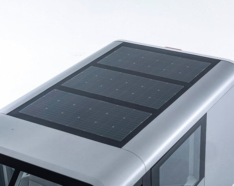 Three solar panels across the roof of the Puzzle EV concept